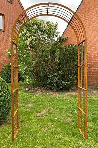 KUHEIGA Rostiger Rosenbogen Metall, B:120cm / H:225cm, Rankbogen Rost, Metall-Bogen