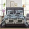 Quilted Bedspreads Patchwork Throw - Box Pattern Cotton Filling Vintage Bedding Double Bed Bedspread - Hypoallergenic Quilt Coverlets Warm Bedding With Pillow Shams Denim Grey Blanket