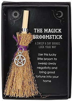 Pacific Giftware Pentacle Mini Magick Broomstick Lucky Charm in Gift Box 4.33” Tall