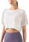 Damen Fitness Trainieren Crop-Tops Kurzarm Yoga T-Shirts Sportlich Betrieb Sport-Shirts Weiß S