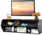 COSTWAY Wall Mounted Floating TV Stand, Wooden Hanging TV Cabinet Media Entertainment Center with Open Shelves, Television Console Unit for Living Room Bedroom, 123cm (Espresso)