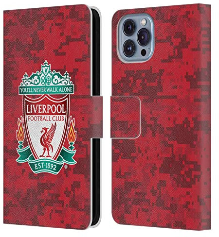 Head Case Designs Officially Licensed Liverpool Football Club Home Red Crest Digital Camouflage Leather Book Wallet Case Cover Compatible With Apple iPhone 14
