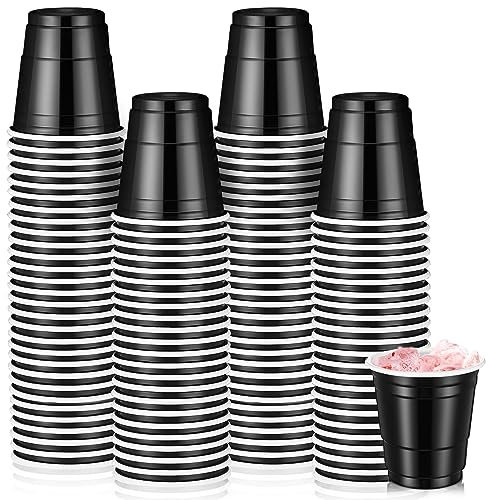Roshtia 100 Pack 2 Oz Plastic Shot Glasses,Black