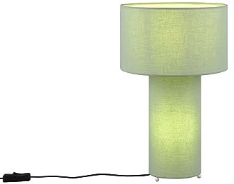 meineWunschleuchte Große Bauhaus Stil Tischlampe Korpus und Lampenschirm Stoff Grün Höhe 40cm