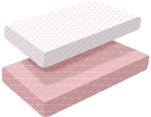 Baby Spannbetttuch 2 Pack Spannbettlaken 70x140cm Baby Matratzenschoner Spannbettlaken Kinderwagen Matratzenbezug Atmungsaktiv Bettlaken Baby Bettwäsche für Beistellbett und Wiege