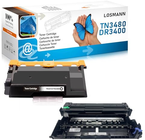 LOSMANN 1x Toner und 1x Trommel Kompatible für Brother TN3480 TN3430 DR3400 HL-L5000D HL-L5100DN HL-L5200DW HL-L6400DW HL-L5200DWT MFC-L5750DW MFC-L5700DW MFC-L5800DW MFC-L5850DW MFC-L6900DW (2 Pack)