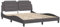 vidaXL Faux Leather LED Bed Frame - Grey Double Bed 160x200 cm - Plywood Slats, Modern Waved Design, Back Support Cushion