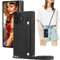 Ysnzaq Handykette Hülle für iPhone 16 mit Band, PU Leder Brieftasche Frauen Mädchen Stoßfeste Schutzhülle mit Kartenfächer Hülle für iPhone 16 / Apple 16. ZY Black