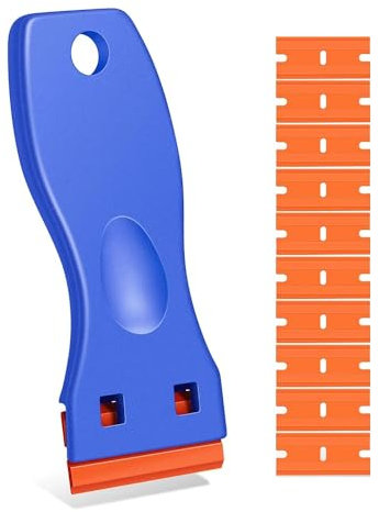 1PCS Plastic Razor Scraper with 10 Plastic Razor Blades Plastic Scraper Tool car Sticker Remover Non Scratch,Sticker Remover,Adhesive Remover,Window Scraper