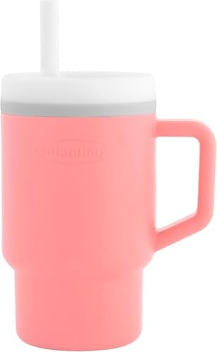 INFANTINO My 1st Tumbler, Silicone Sippy Cup with Straw & Handle, Spill-Resistant Baby Cup for On-the-Go, BPA-Free Transition Bottle, Melon