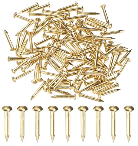 M METERXITY 100-Pack Small Tiny Nails, 1.5mm x 12mm Brass Precision MIni Nails Hardware Round Head for Wooden/DIY Crafts Decorative/Household Accessories/Picture Hanging