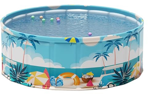 Planschbecken Groß, Faltbarer Schwimmbecken Rund Swimmingpool, Nicht Aufblasbarer Outdoor Kinderpool, Für Sommer Outdoor Wasserspaß Im Garten, Auf Rasen, Balkon Oder Beim Camping