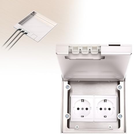 Enchufe Exterior Empotrable,Retráctiles,Inoxidable,Acero Agua 16A,4000 W | Caja de Enchufe Integrada a Prueba, Potencia para Oficina, Hotel, Escuela
