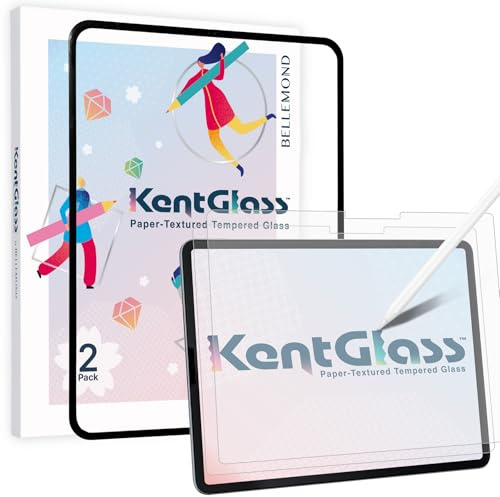 BELLEMOND KentGlass」Lámina de papel de cristal para iPad Air 11 M4/M3/M2 | Paquete de 2 unidades de vidrio mate con tacto de papel Kent, ideal para escribir y dibujar