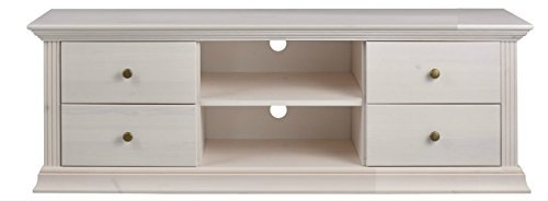 clever-moebel TV-Lowboard Kiefernholz weiß, TV-Schrank, TV-Möbel