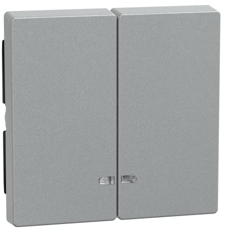 Schneider Electric Merten Doppelwippe Schalter mit Kontrollfenster, System M, aluminium, Artikelnummer MEG3420-0460