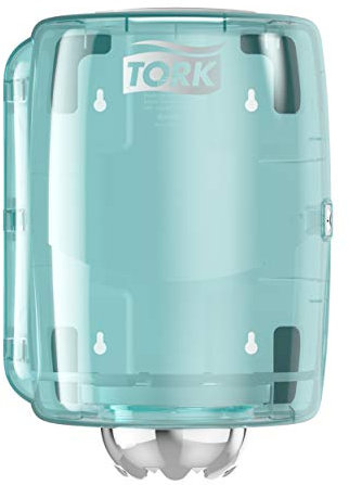 Tork 659000 Dispensador de alimentación central Performance / Soporte de papel mecha compatible con el sistema M2 / Blanco y Turquesa