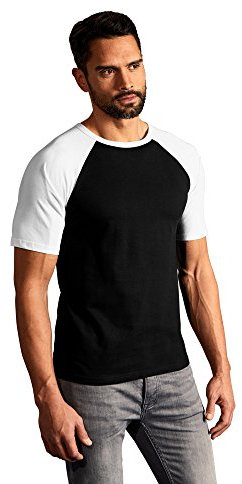 Raglan Baseball T-Shirt Herren, Schwarz-Weiß, XL