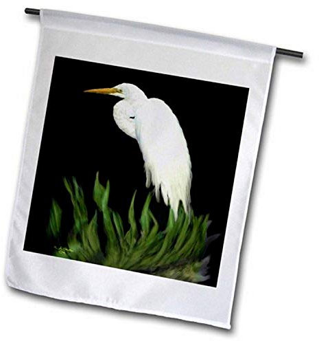 3dRose FL_24849_2 Digital Oil Painting White Egret in Gras Gartenflagge, 45,7 x 68,6 cm