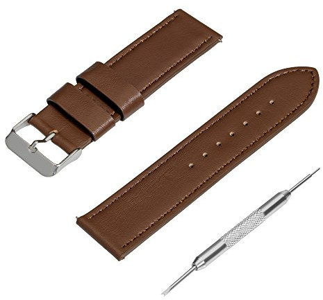 Pedea 60002002 Bracelet en cuir pour montre connectée Marron foncé Largeur 18 mm