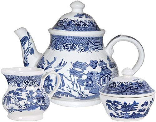 Churchill Blue Willow 3 Piece Set (Teapot, Creamer & Sugar)