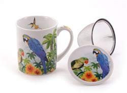 Cha Cult Kräuterteetasse Lora Porzellan, 3-teilig mit Edelstahlsieb, 0,25 l