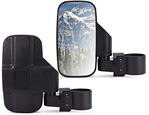 MICTUNING UTV Seitenspiegel mit 1,75 Zoll oder 2 Zoll Halterungen, stoßfestes Gummi-Pad, leicht verstellbar für Polaris Ranger RZR Can-Am Maverick und mehr