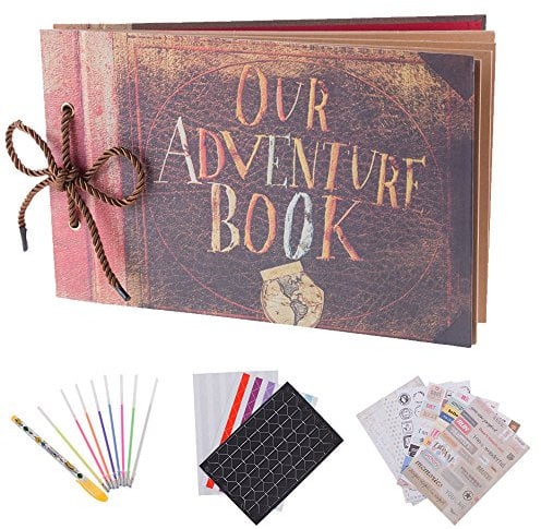 RECUTMS Our Adventure Book Pixar Up Movie Handmade DIY Family Travel Scrapbook Photo Album Embossed Words Expandable 11.6x7.5 Inches 80 Pages for Anniversary Couples Boyfriend