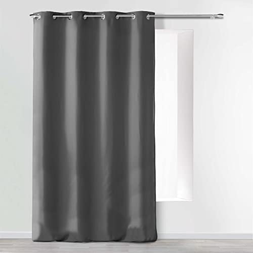 douceur d'intérieur, Rideau à Oeillets (140 x 280 cm) Absolu Anthracite, Microfibre