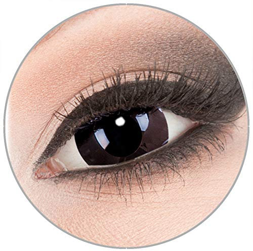Farbige 'Black Out' 17 mm Mini Sclera Kontaktlinsen von 'Evil Lens' zu Fasching Karneval Halloween 1 Paar schwarze Crazy Fun Kontaktlinsen mit Behälter in Topqualität ohne Stärke