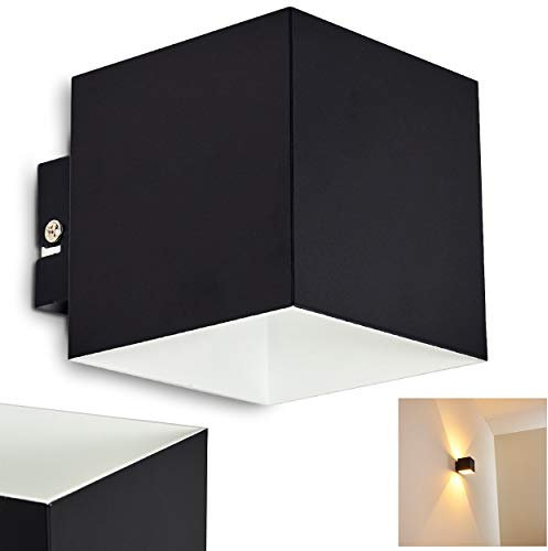 Wandlampe Varco aus Metall in Schwarz/Weiß, moderne Wandleuchte mit Lichteffekt, 1 x G9-Fassung, Cube/Innenwandleuchte mit Up & Down-Effekt, ohne Leuchtmittel