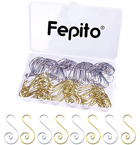 FEPITO 160 Pcs Weihnachtsschmuck Haken Silber Gold Kleiderbügel, Edelstahl Weihnachtsschmuck Kleiderbügel Perfekt für Kunsthandwerk Christbaumschmuck