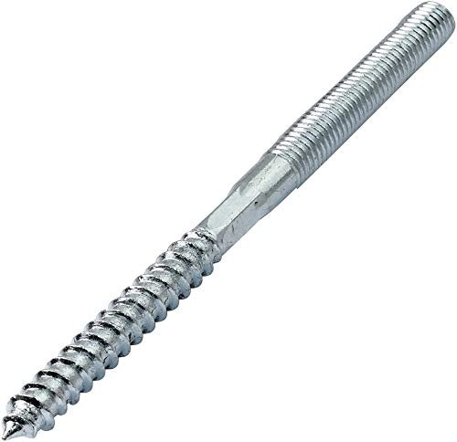 AERZETIX - C44774 - Satz von 10 Schraube mit doppelgewinde stockschrauben - stehbolzen für schraube - schraubstift - metall holz mit oder ohne dübel - Ø8x120mm - aus verzinktem stahl - farbe silber