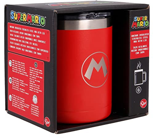 Stor8412497013777Acero Inoxidable Térmica Taza, 380 ml Capacidad, Super Mario