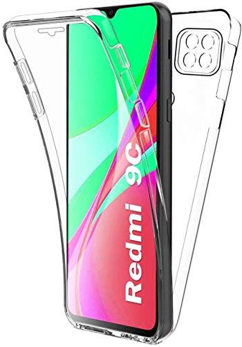 COPHONE® Coque Compatible Xiaomi Redmi 9C Transparente 360 Protection intégrale Avant Souple + arrière Rigide. Housse Tactile 360 degres Anti Choc.