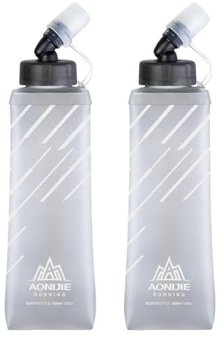 TRIWONDER TPU Soft Flask Botella de Agua Flexible Botella Blanda Plegable para Running Senderismo Ciclismo Correr Mochila de Hidratación (Gris - 420ml - 2 Pcs)