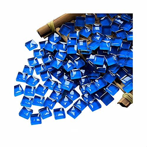 Sea Blue Mosaic Tiles Squares Crystal Mosaic Glass Tile for Crafts Bulk DIY Picture Frames Handmade Jewelry Coasters Art Material Decoration,1x1cm,100 Pieces