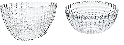 Guzzini Secchiello Rinfrescatore Tiffany, Trasparente, 28 X 17.5 X H19 Cm & Contenitore Tiffany, Trasparente, Ø25 X H11 Cm