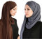 2-teiliges Set aus Jersey Hijab, leicht, weich, einfarbig, Sofort-Hijab-Schals und -wickeln, muslimisches Stretch-Kopftuch, Kaffee, Grau,