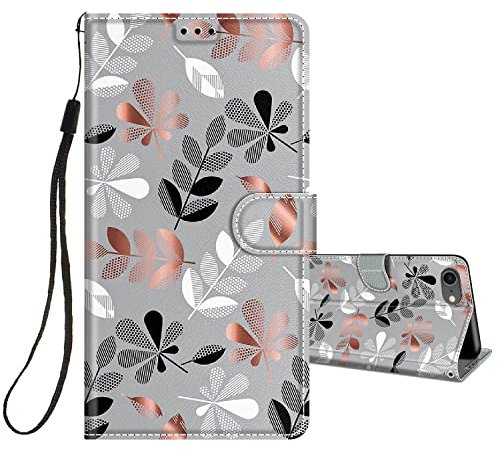 HopMore Flip Case for iPhone SE 2020 / iPhone SE 2022 5G / iPhone 7 / iPhone 8 Phone Case Protective Wallet Case for Girls Women Boys PU Kickstand Card Slot Holder Silicone Shockproof Cover - Leaves