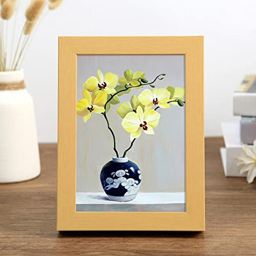 HNDXLHH Bilderrahmen Senfgelb Fotorahmen Klassisches Design Bilderrahmen Holz Photo Frame 15X20cm Rahmen mit Plexiglas Objektrahmen für Tisch- und Wandmontage, Heimdekoration