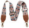 Taschengurt-2 breiter Schulterriemen aus Rindsleder, Verstellbarer Ersatz, Crossbody-Taschenriemen mit Mehreren Mustern für Handtaschen, Crossbody-Taschen, Umhängetaschen (Braunblauer Jacquard)