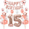 HCRXVV Rosegold 15 Geburtstag mädchen Party Deko Set 15.luftballons geburtstag teenager mädchen Happy Birthday Girlande geburtstagsdeko für 15 jahre Geburtstagsluftballons