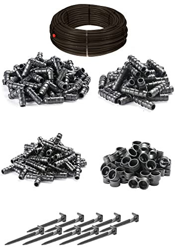 HaGa® Bewässerungsset - Tropfschlauch 16mm in 100m Länge mit Druckkompensierung inkl. Zubehör - Perlschlauch Gartenbewässerung
