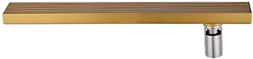 YJYKXP Duschrinne sehr Flach Edelstahl Bodenablauf Badezimmer Ablaufrinne Duschablauf Duschabfluss Duschablaufrinne Badablauf Flache Decke mit Geruchsstop, Haarsieb, Gebürstetes Gold