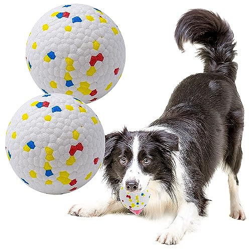 LIEVUIKEN Hundebälle, Spielzeug für aggressive Kauer, unzerstörbare Hüpfbälle für Hunde zum Apportieren, langlebiger Vollgummi-Ball für das Training (2 Stück)