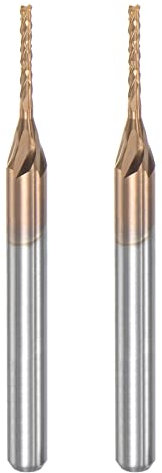 sourcing map End Mill CNC Router Bits, 1/8 3.175mm Shank 1mm x 7mm Titanium Coated Tungsten Carbide Engraving Milling Cutter for PCB Plastic Fiber Wood 2pcs