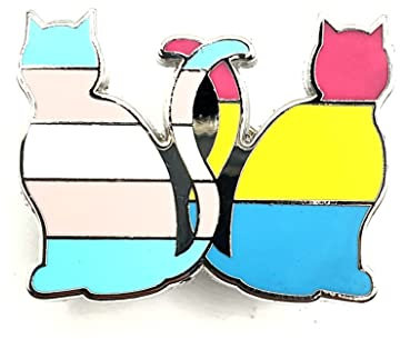 Trans Pan Pansexual Transgender Pride Flag LGBT Friendship Kitties Cats Metal Enamel Pin Badge