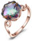 JewelryPalace Hexagon 5.7ct Echt Regenbogen Quarz Solitär Ring Damen, Große Naturstein Bunte Damenring Silber 925 Ring Promise Frauen Schmuck Mädchen Rosegold 54