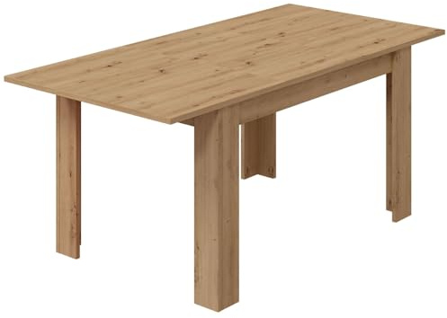Habitdesign, ausziehbarer Esstisch, Wohnzimmer- oder Küchentisch, mit Platz für sechs Personen, Ausführung in Eiche Nodi, Maße: 140–190 x 78 x 90 cm (B x H x T), Modell Kendra
